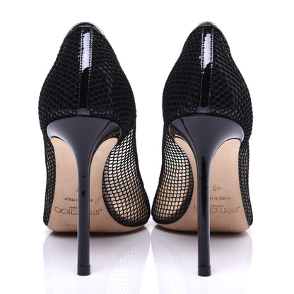 Jimmy Choo Mesh Patent Pointy Toe Romy 100 Pumps 40 Black 4 of 10