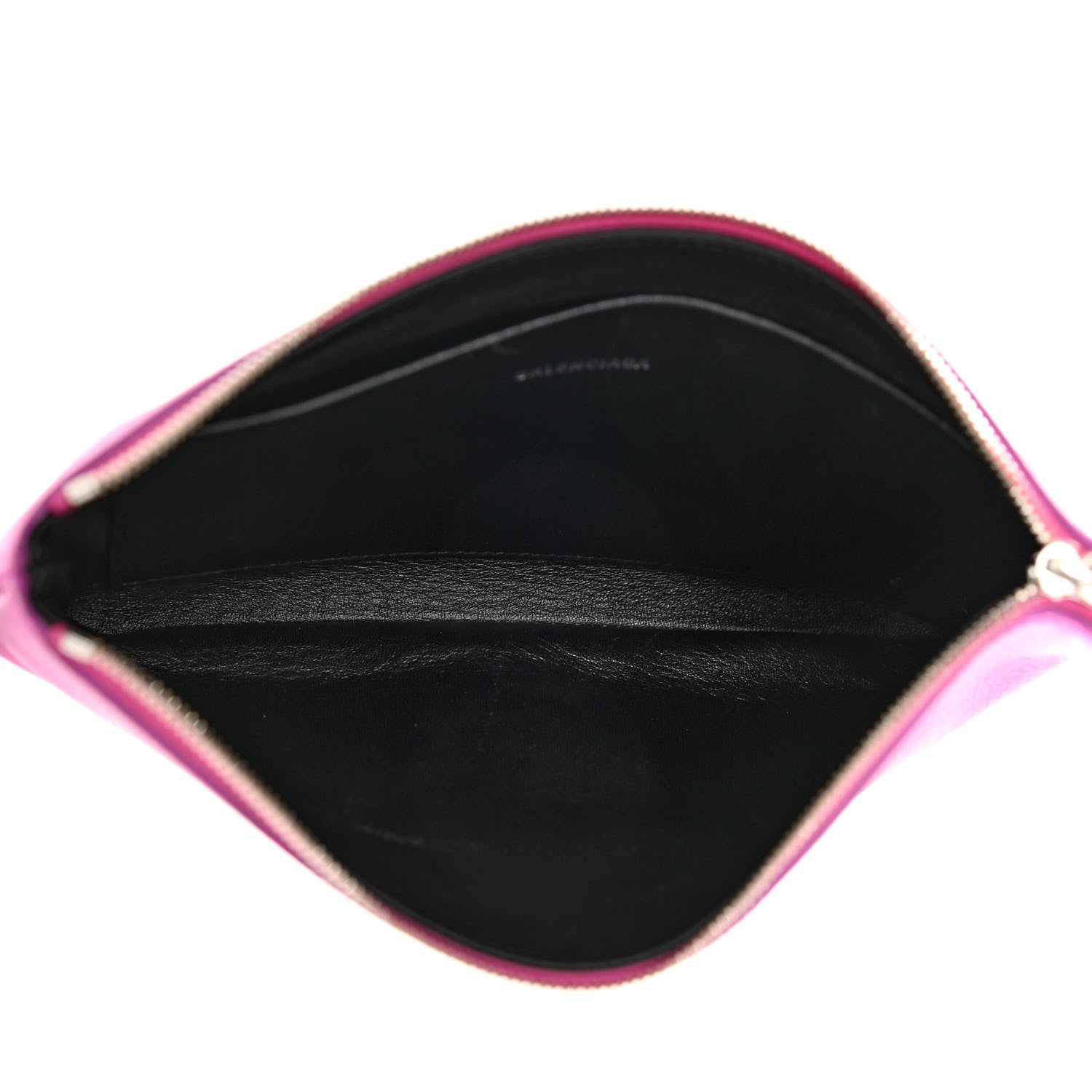 Balenciaga Metallic Goatskin Logo Large Everyday Zip Pouch Rose Fuchsia Black 5 of 8