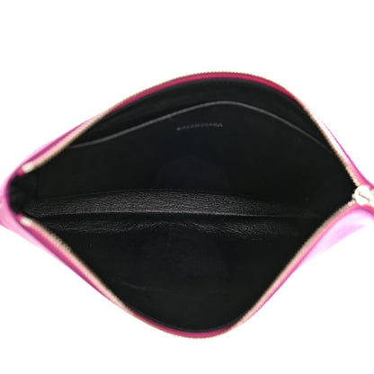 Balenciaga Metallic Goatskin Logo Large Everyday Zip Pouch Rose Fuchsia Black 5 of 8