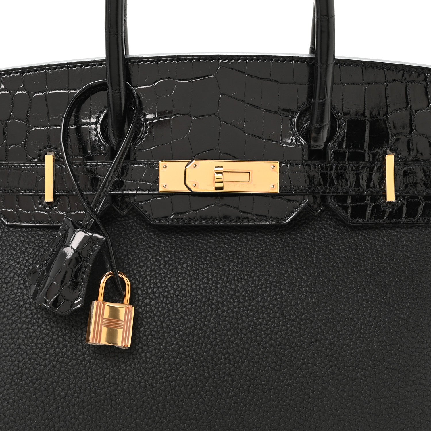 Hermes Togo Shiny Niloticus Crocodile Birkin Touch 30 Black 8 of 11