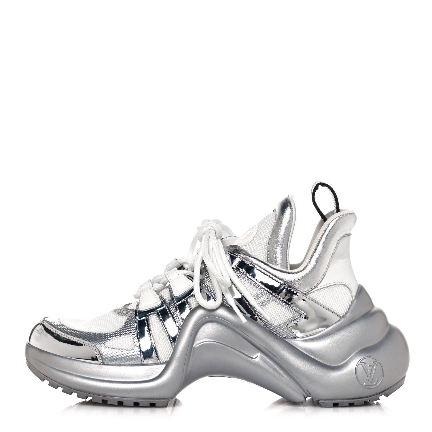 Louis Vuitton Metallic Calfskin Technical Nylon LV Archlight Sneakers 38 White Silver 1 of 8
