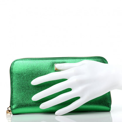 Dolce & Gabbana Metallic Dauphine Zip Around Wallet Green 2 of 6