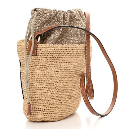 Loewe Calfskin Raffia Anagram Paulas Ibiza Pochette Bag Natural Tan 3 of 11