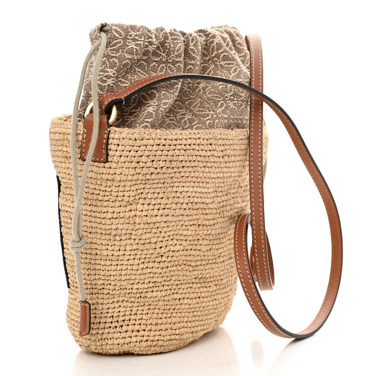 Calfskin Raffia Anagram Paulas Ibiza Pochette Bag Natural Tan