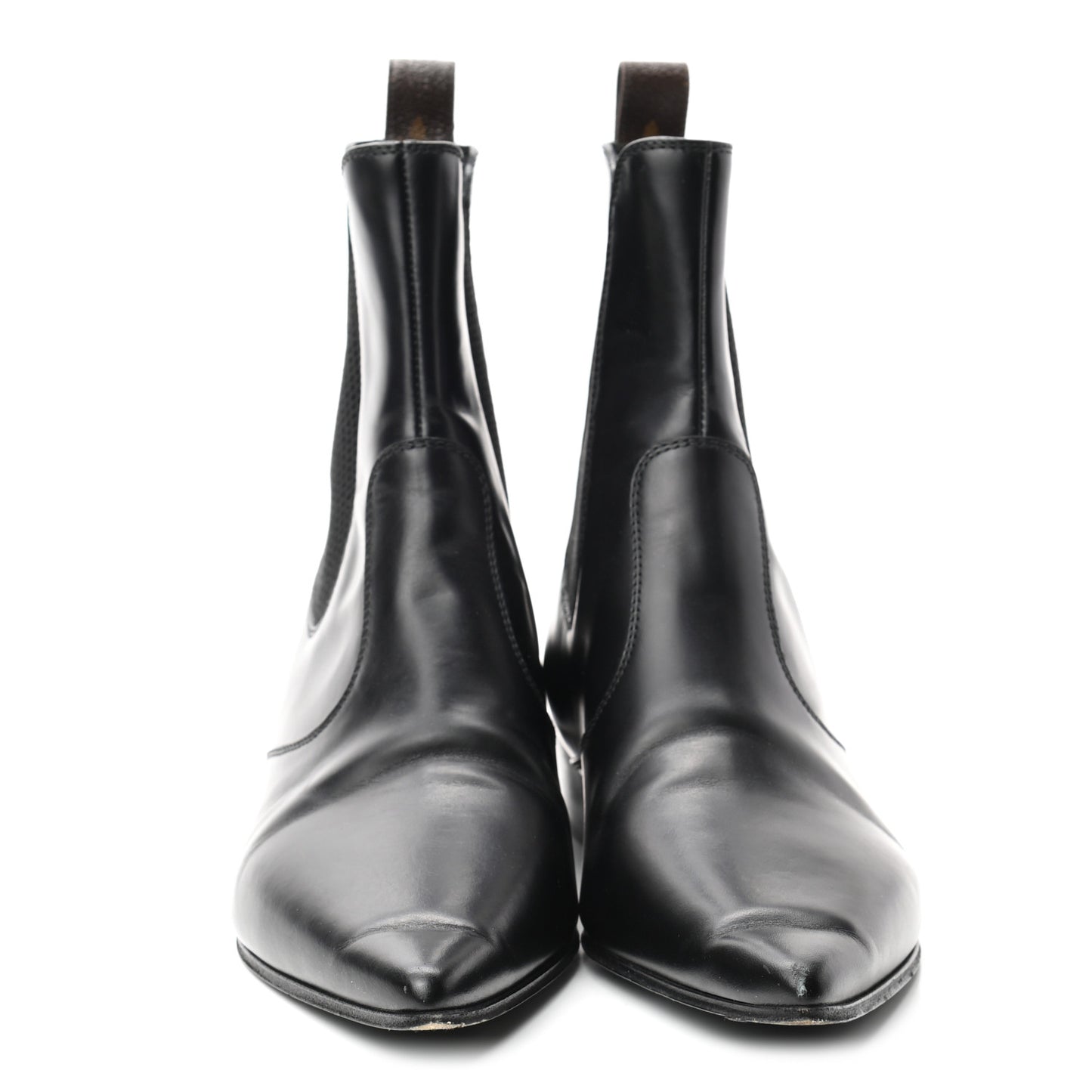 Calfskin Pointed Flat Boots 37 Black