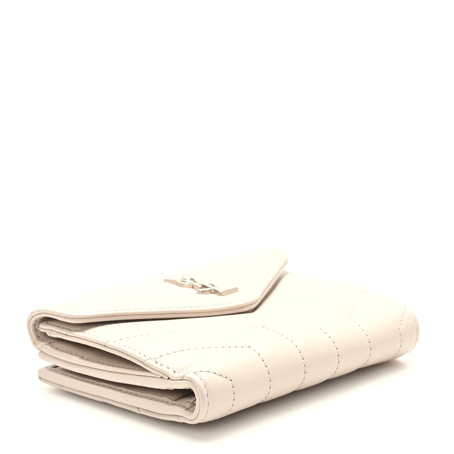 Saint Laurent Lambskin Y Quilted Monogram Compact Loulou Wallet Nude Powder 4 of 8