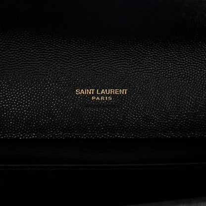 Saint Laurent Grain De Poudre Matelasse Chevron Monogram Envelope Clutch Black 6 of 7