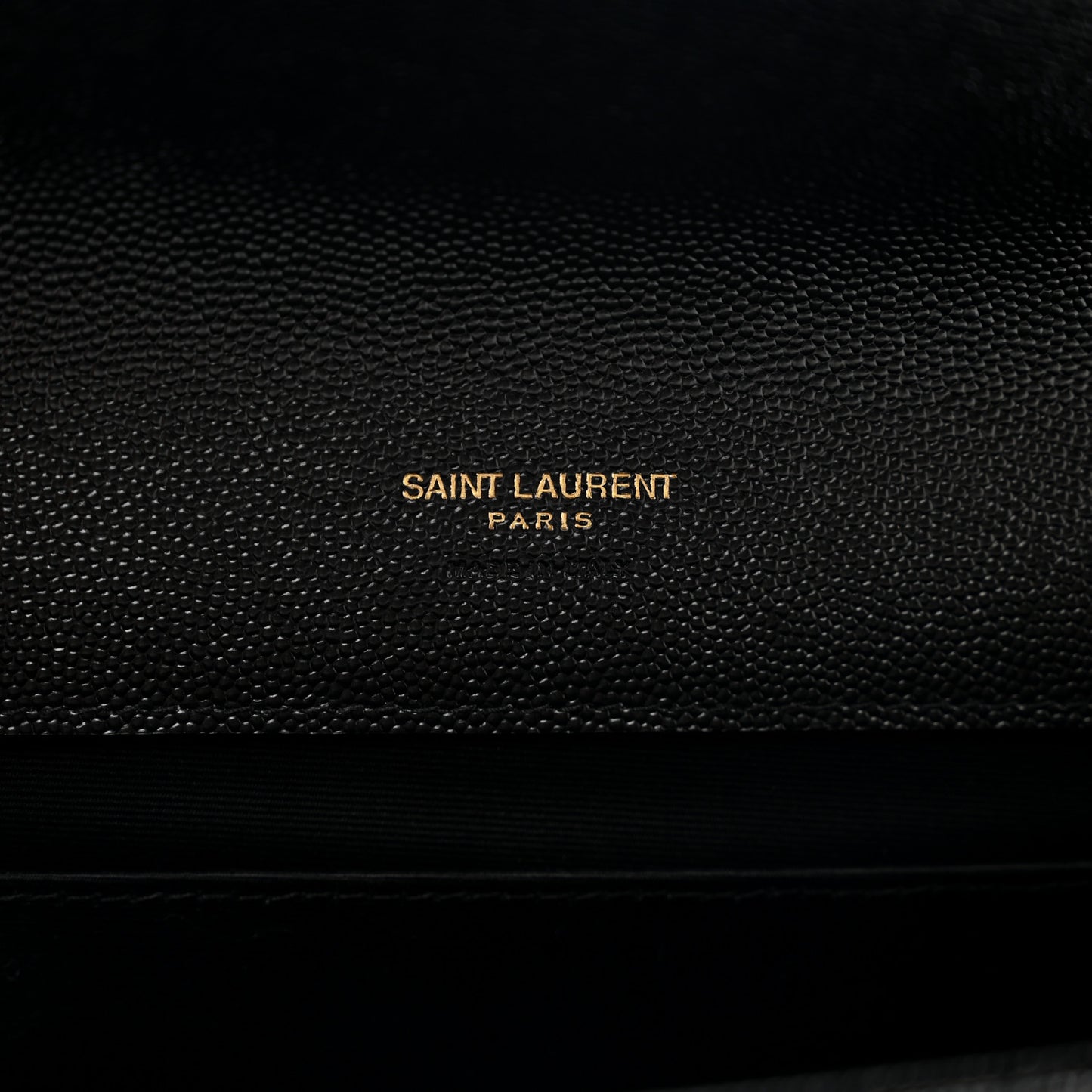 Grain De Poudre Matelasse Chevron Monogram Envelope Clutch Black