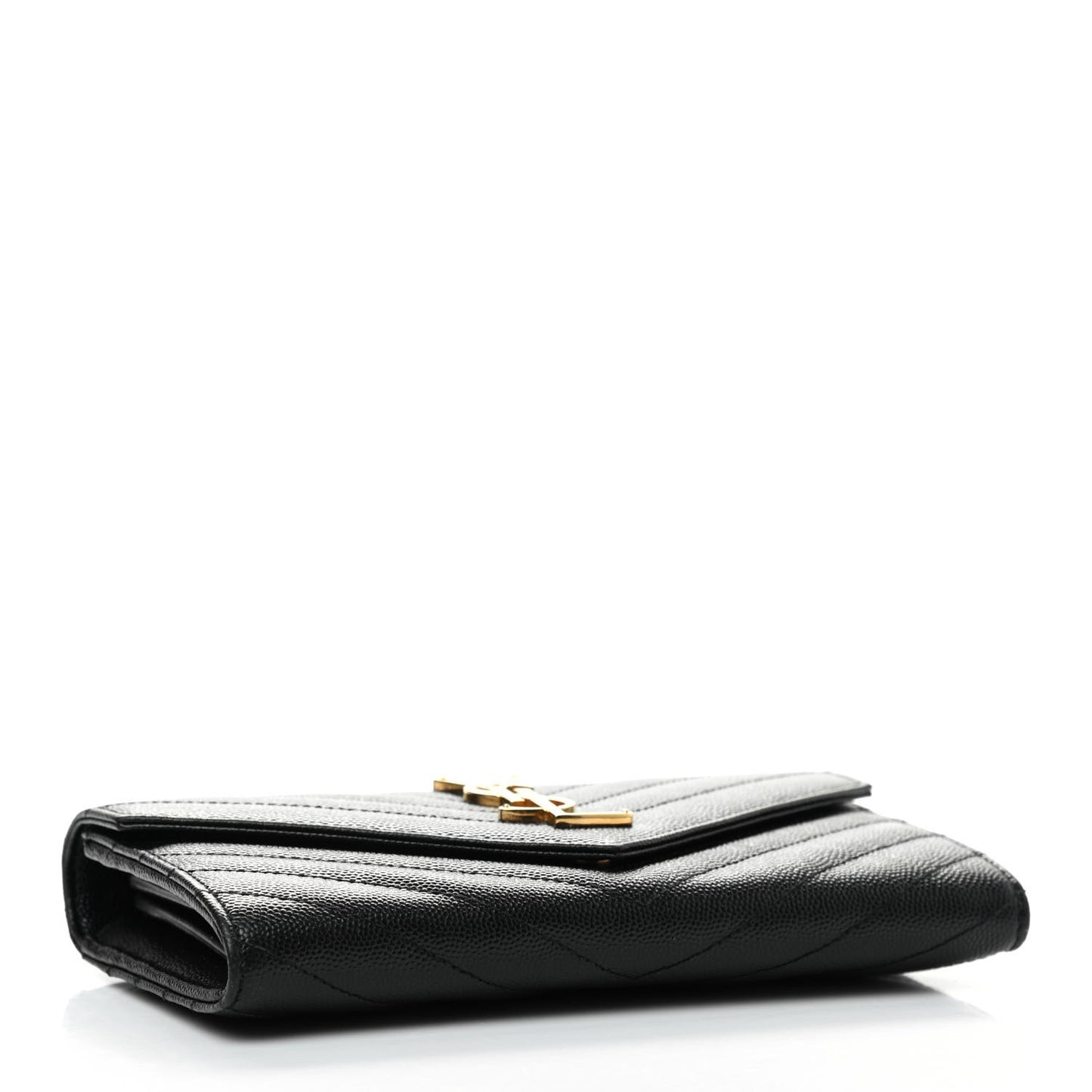 Grain De Poudre Matelasse Chevron Monogram Flap Wallet Black