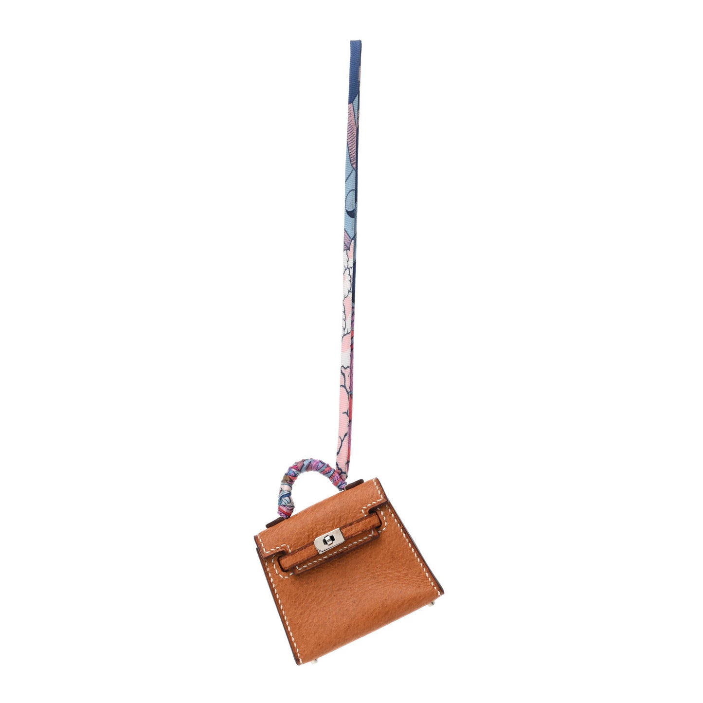 Peau Porc Mini Kelly Twilly Bag Charm Toffee Bleu
