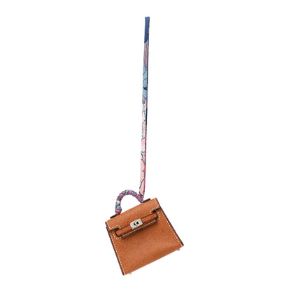 Hermes Peau Porc Mini Kelly Twilly Bag Charm Toffee Bleu 1 of 5
