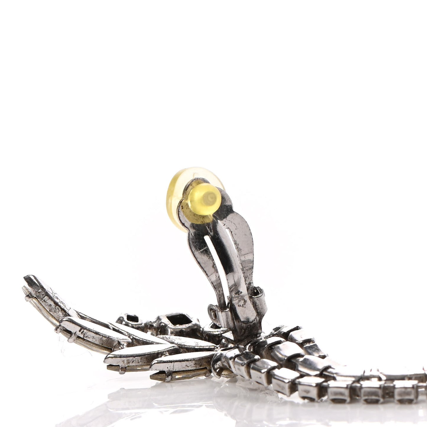 Crystal Smoking Clip On Single Earring Silver