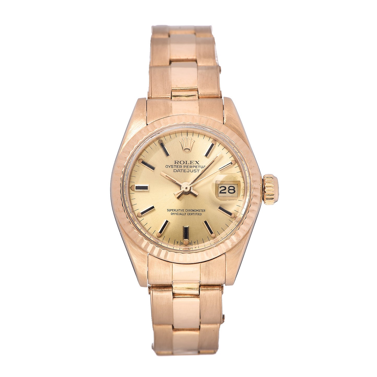 18K Yellow Gold 26mm Oyster Perpetual Datejust Watch Black Index 6917