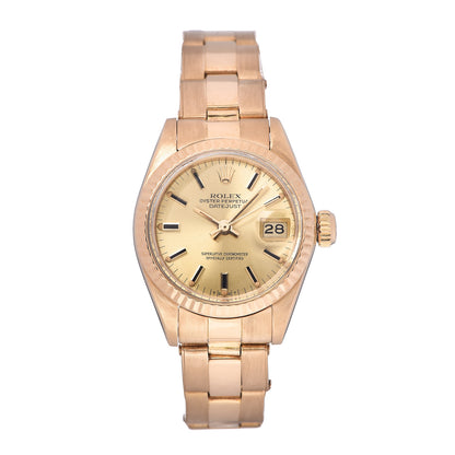 Rolex 18K Yellow Gold 26mm Oyster Perpetual Datejust Watch Black Index 6917 1 of 6