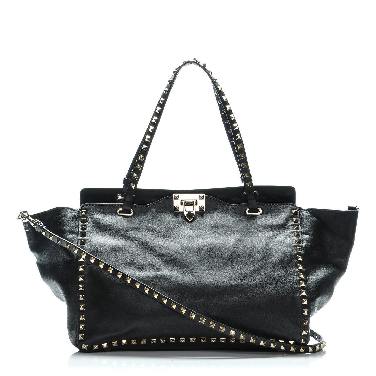 Vitello Medium Rockstud Tote Black