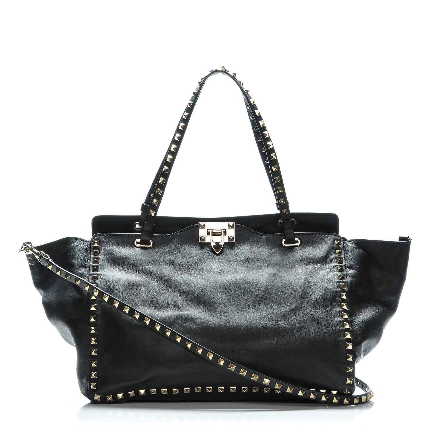Valentino Garavani Vitello Medium Rockstud Tote Black 1 of 7