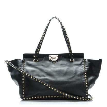 Valentino Garavani Vitello Medium Rockstud Tote Black 1 of 7