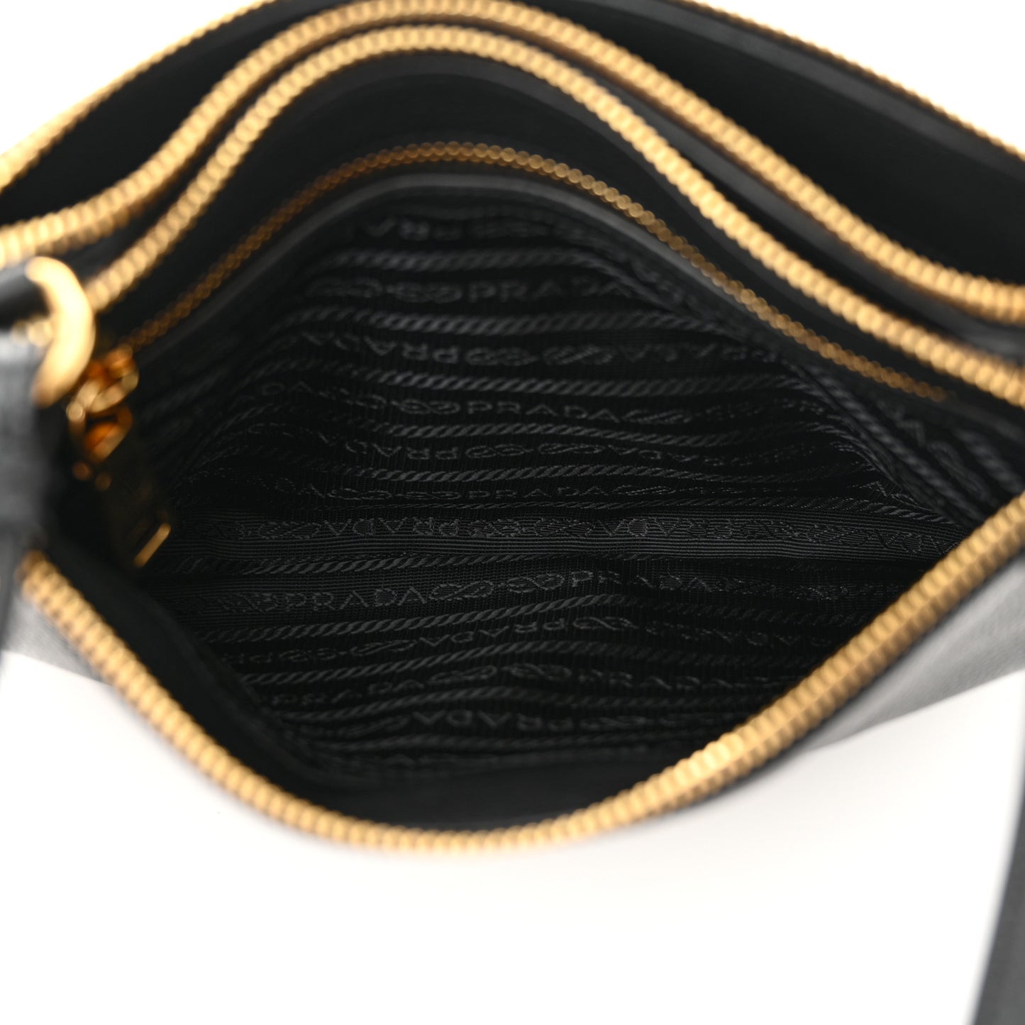 Vitello Phenix Double Zip Crossbody Bag Black