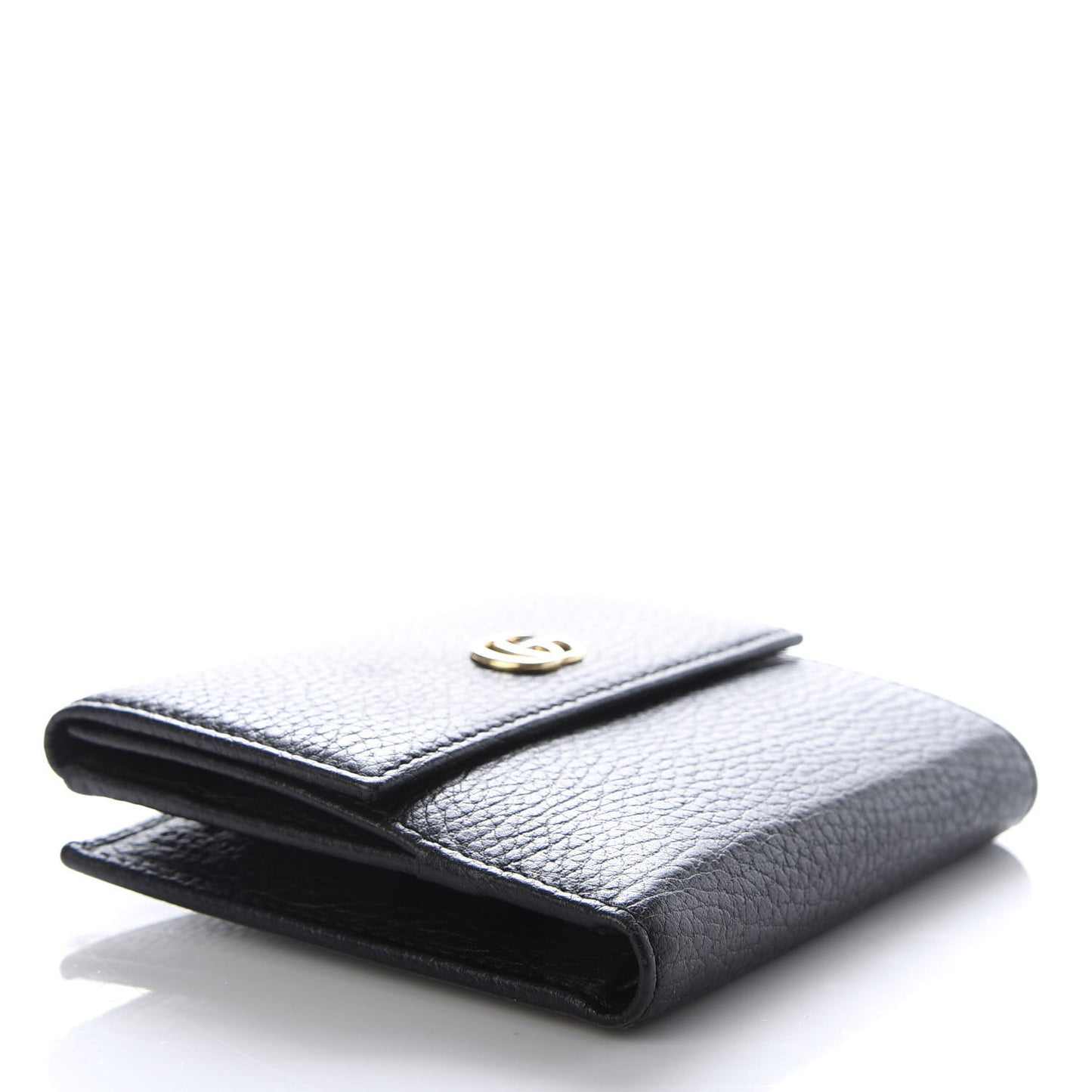 Dollar Calfskin Double G French Flap Wallet Black