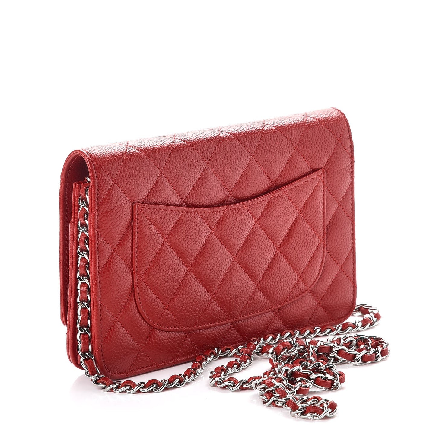 Caviar Quilted Wallet on Chain WOC Red