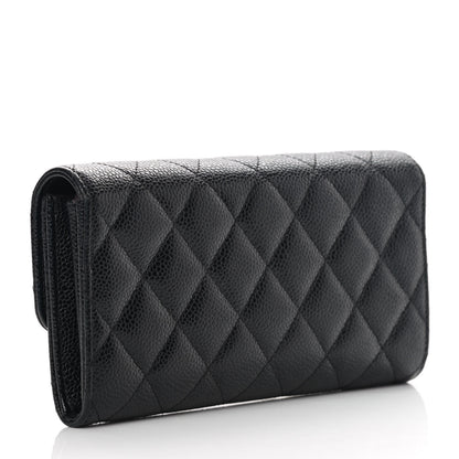 Chanel Caviar Quilted Large Gusset Flap Wallet Black 3 of 12