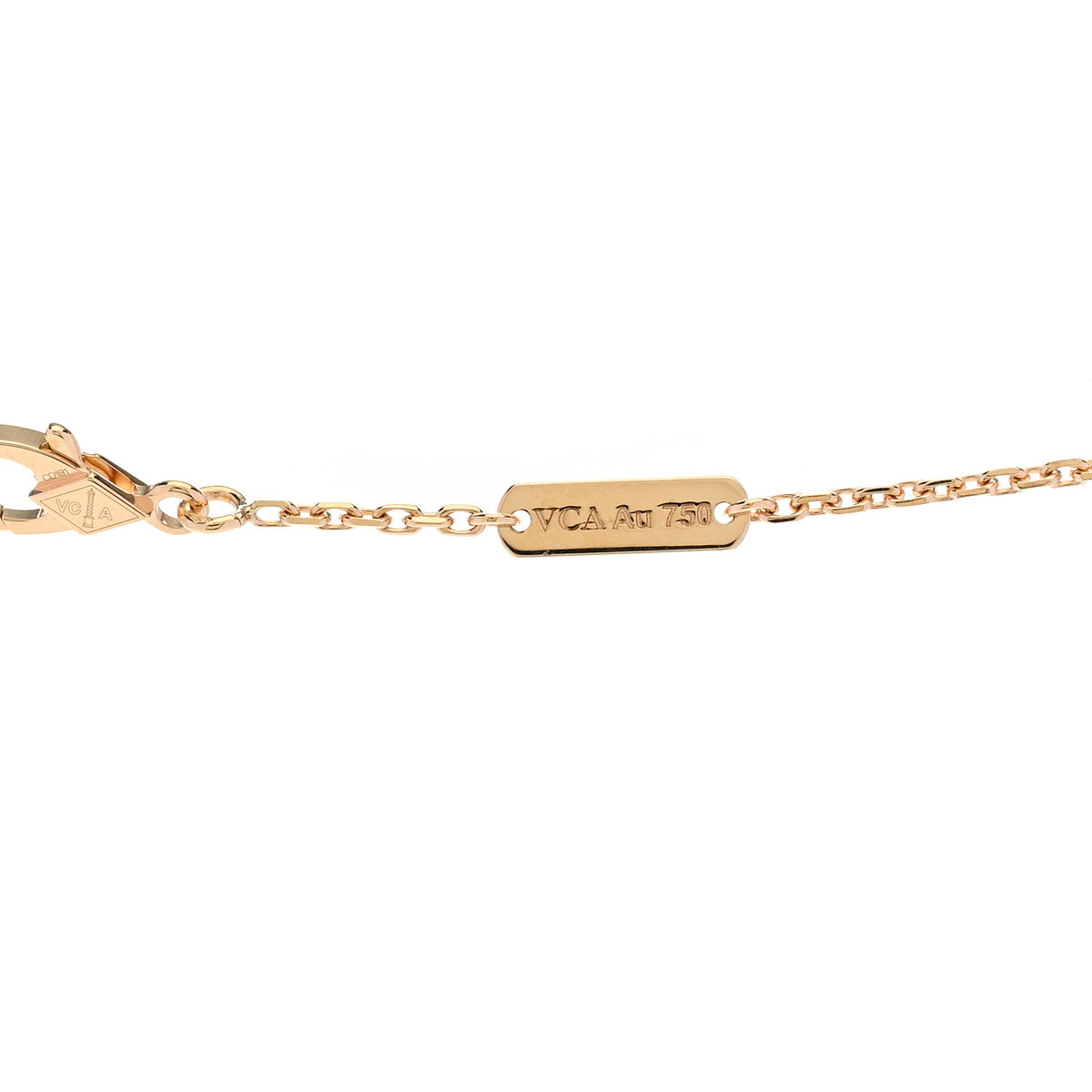 18K Yellow Gold Pink Enamel  Vintage Alhambra Pendant Necklace