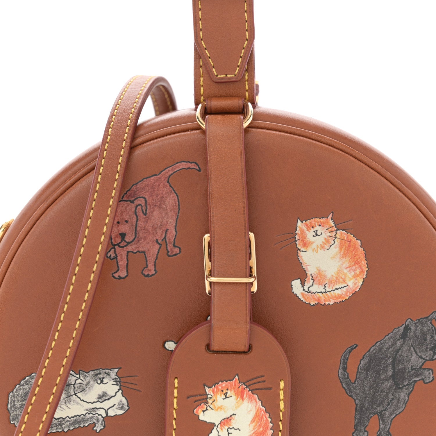 Louis Vuitton Calfskin Catogram Petite Boite Chapeau Tan 8 of 11