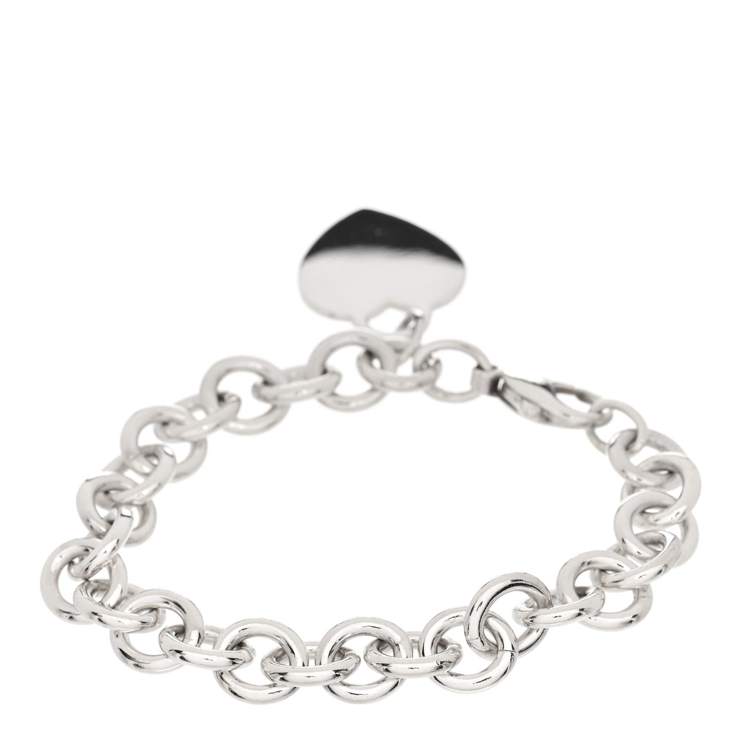Sterling Silver Heart Tag Charm Bracelet