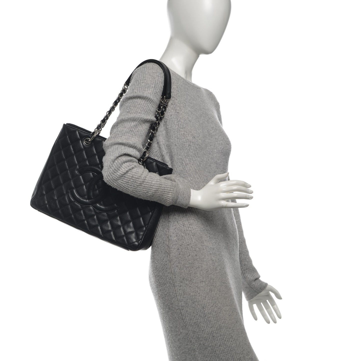 Caviar Quilted Grand Shopping Tote GST Black