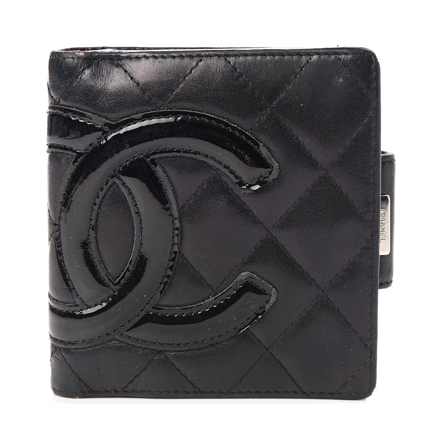 Calfskin Quilted Cambon Bi-Fold Wallet Black