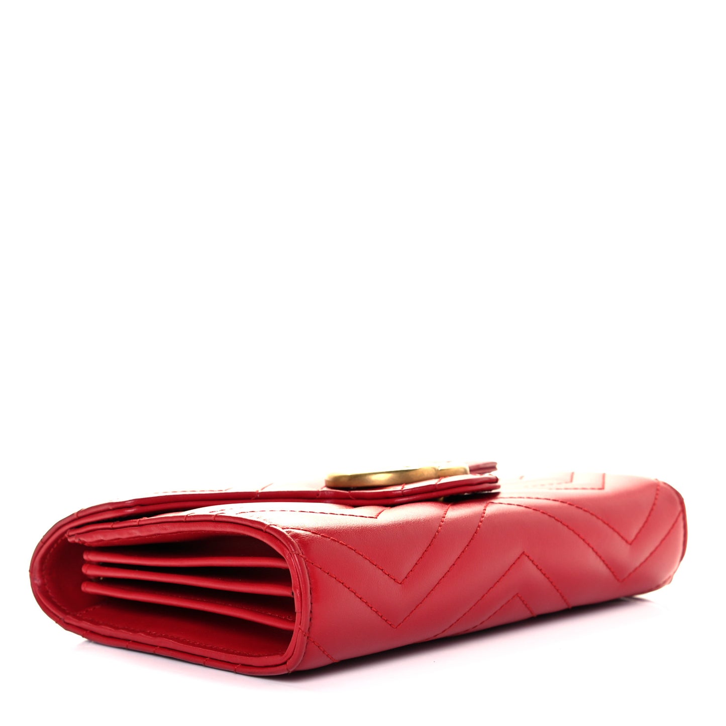 Calfskin Matelasse GG Marmont Chain Wallet Hibiscus Red