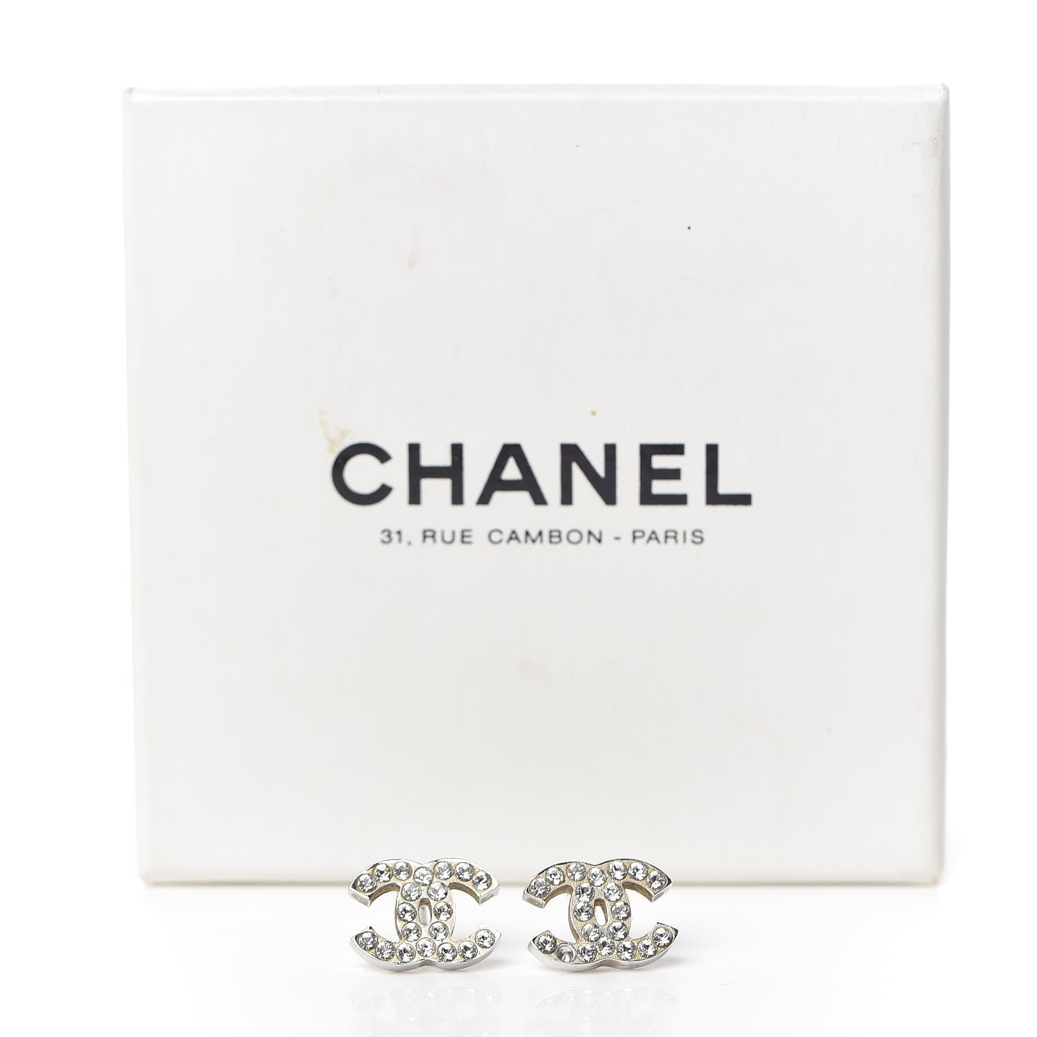 Chanel Crystal Mini Timeless CC Earrings Silver 6 of 6