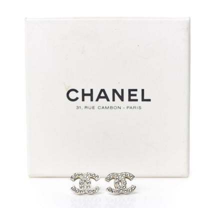 Chanel Crystal Mini Timeless CC Earrings Silver 6 of 6
