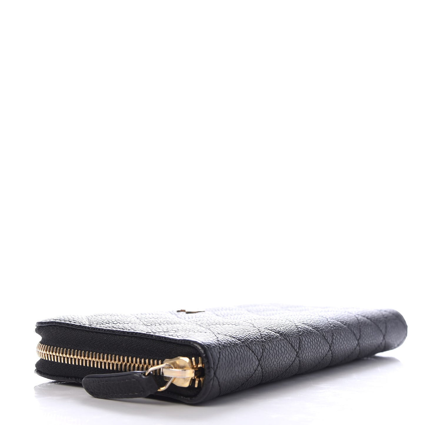 Caviar Quilted Large Gusset Zip Around Wallet Black