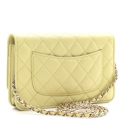 Chanel Caviar Quilted French New Wave Chain CC Wallet On Chain WOC Light Green 3 of 11