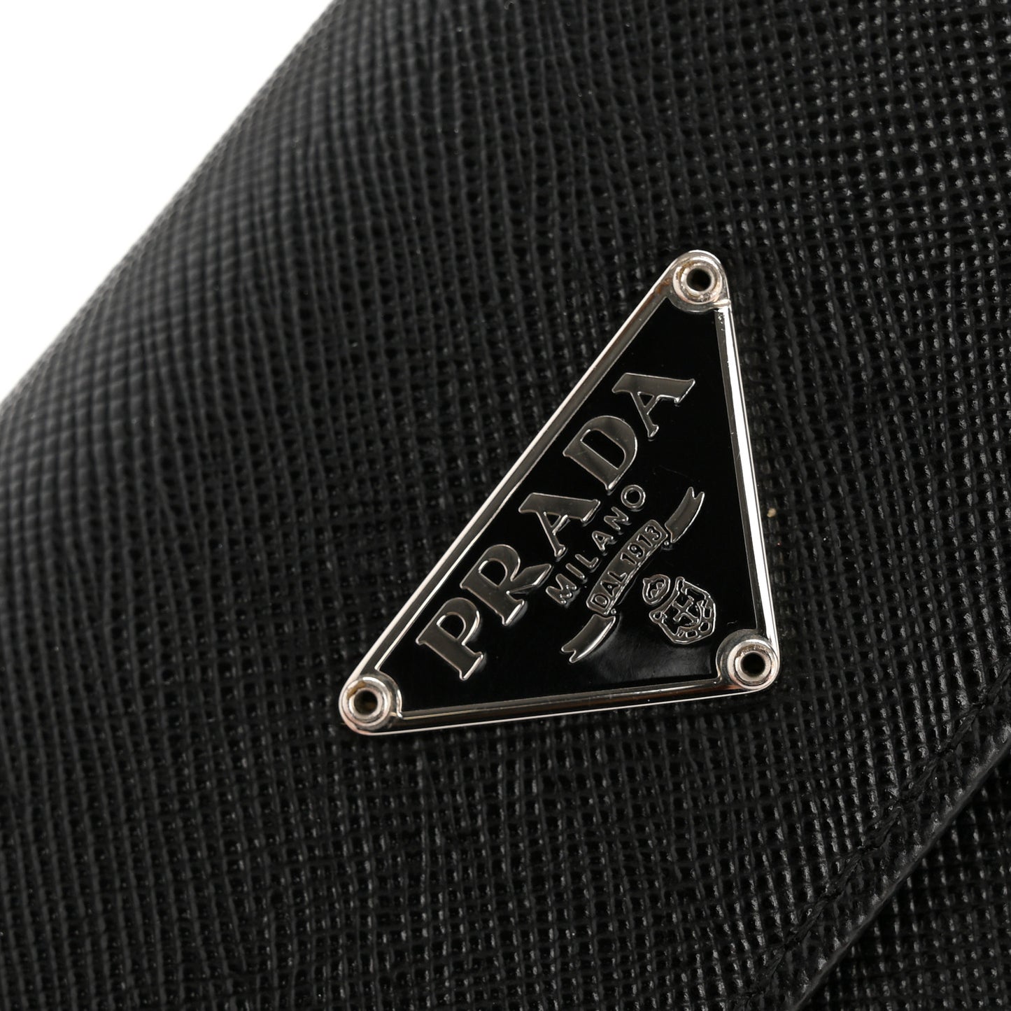 Saffiano Triangle Continental Flap Wallet Black