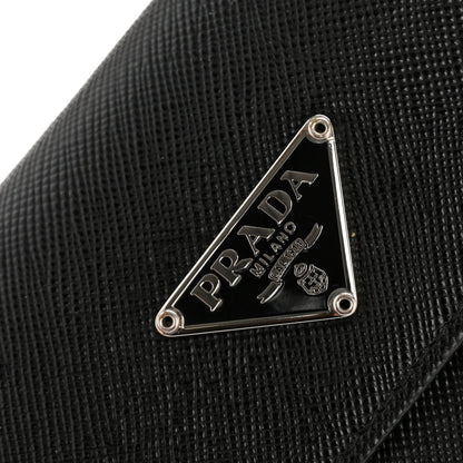 Prada Saffiano Triangle Continental Flap Wallet Black 10 of 11