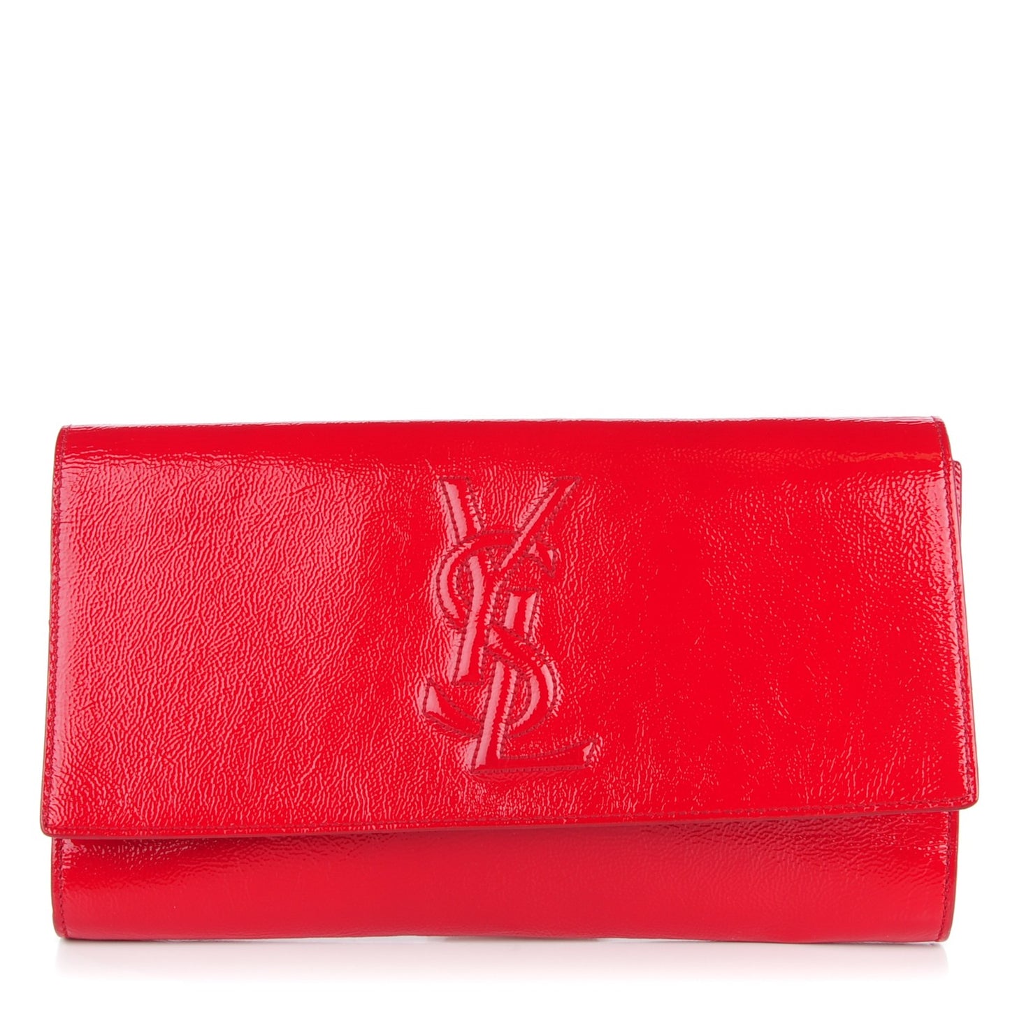 Textured Patent Monogram Large Belle De Jour Clutch Red