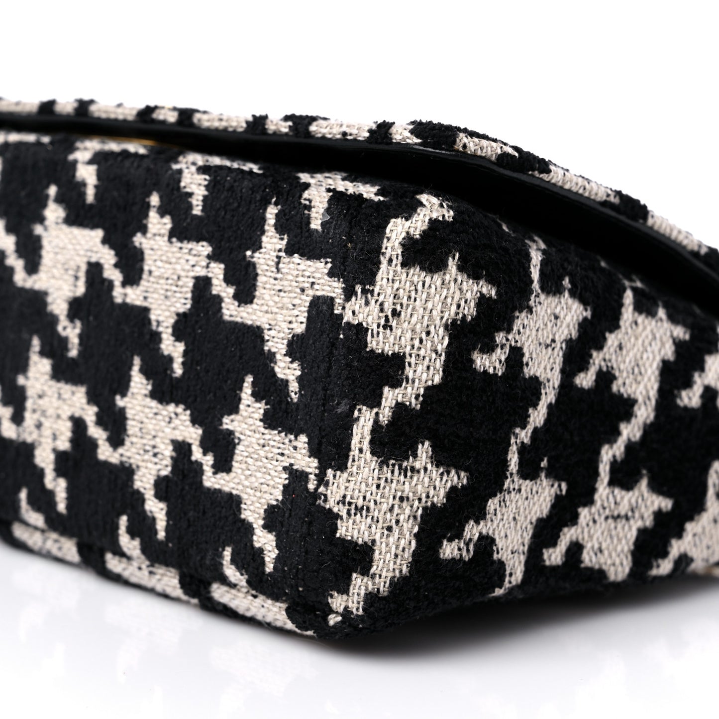 Technical Canvas Macro Houndstooth Medium Caro Bag Black White