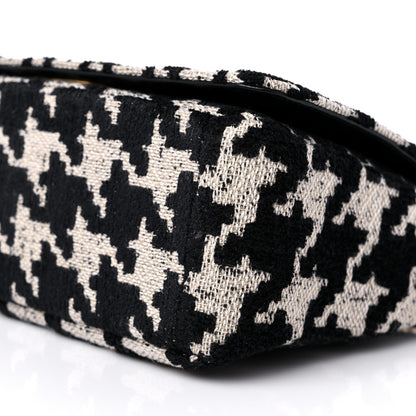 Christian Dior Technical Canvas Macro Houndstooth Medium Caro Bag Black White 9 of 12
