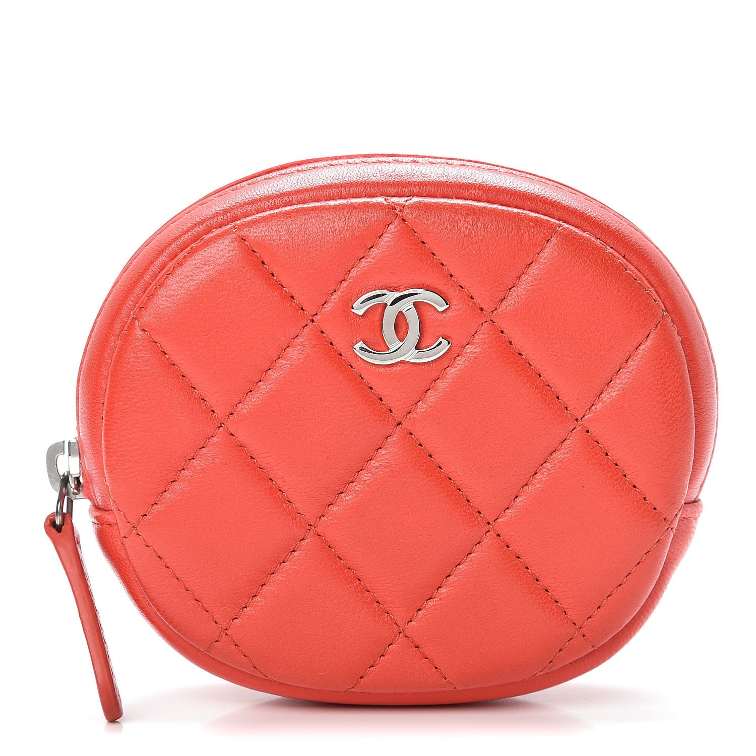 Chanel Lambskin Quilted Zip Around Classic Coin Purse Orange 1 of 8