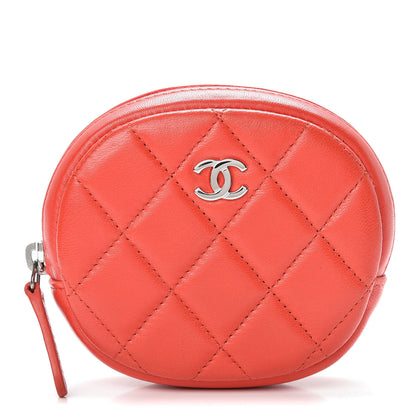 Chanel Lambskin Quilted Zip Around Classic Coin Purse Orange 1 of 8