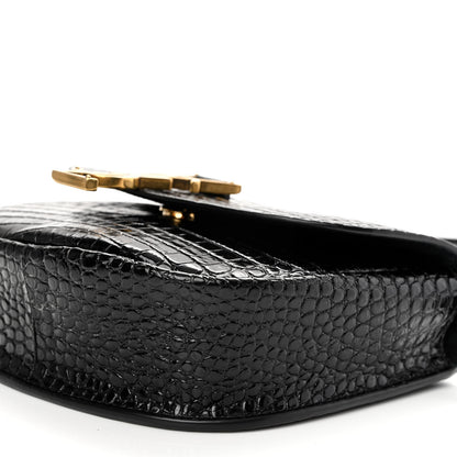 Saint Laurent Crocodile Embossed Calfskin Small Kaia Satchel Black 9 of 9