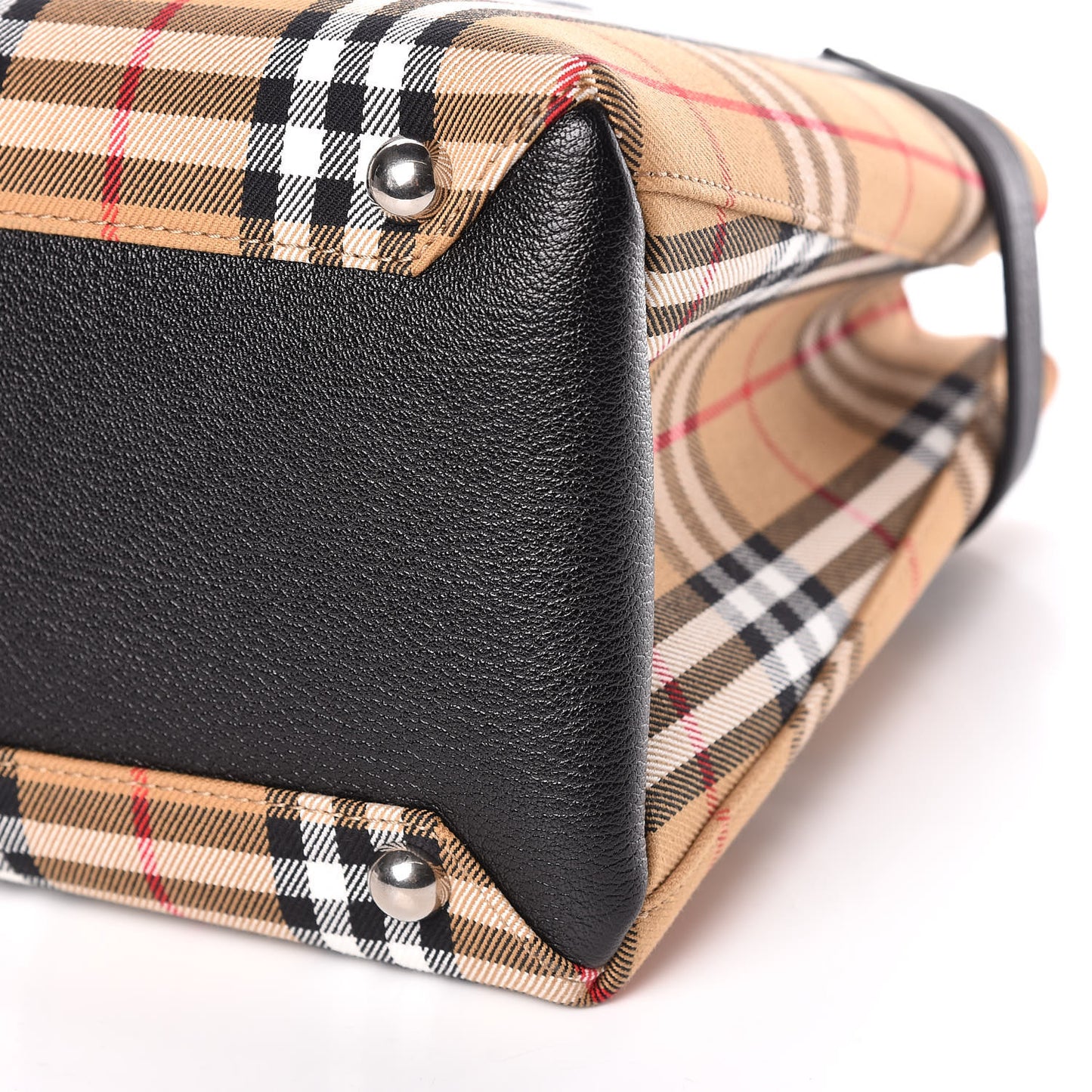 Goatskin Vintage Check Medium Banner Tote Black