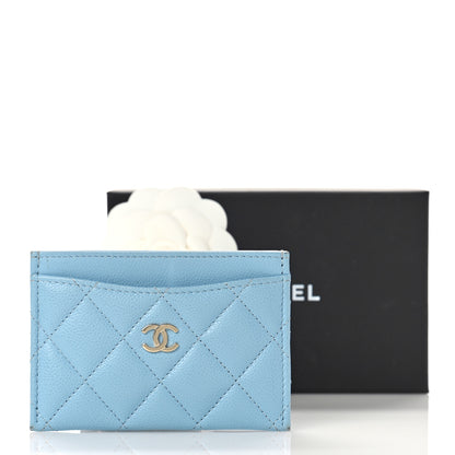 Chanel Caviar Quilted Card Holder Light Blue 10 of 10