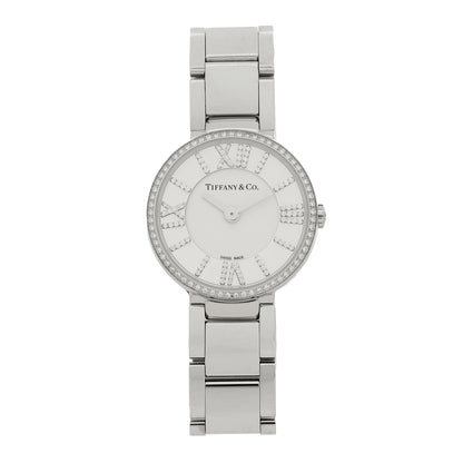 Tiffany Stainless Steel Diamond Bezel 24mm Atlas 2-Hand Quartz Watch Silver 1 of 4
