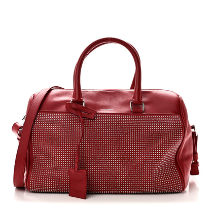 Saint Laurent Calfskin Studded Classic Duffle 6 Red 1 of 10