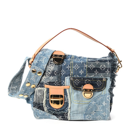 Louis Vuitton Denim Patchwork Posty Messenger Bag Blue 1 of 10