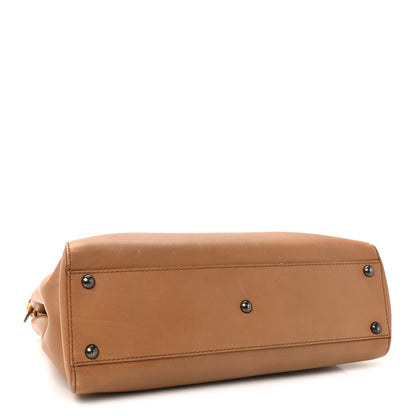 Fendi Vitello Seta Shiny Nappa Elaphe Medium Peekaboo Iconic Satchel Latte Blue 4 of 9