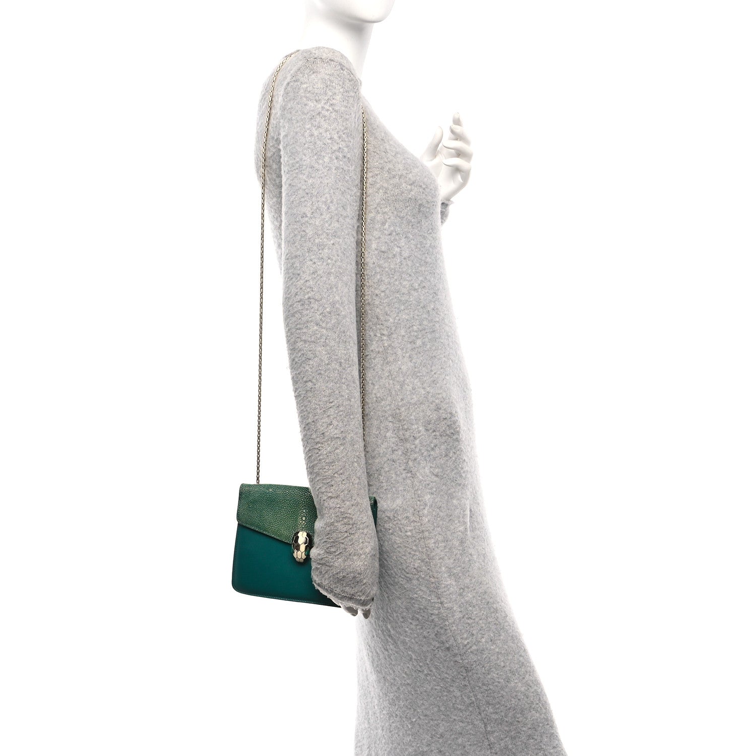 Bulgari Galuchat Calfskin Serpenti Forever Crossbody Bag Green 2 of 9
